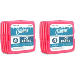 imageCool Coolers by Fit  Fresh Reusable ampamp LongLasting Slim Ice Packs Cold Packs for Lunch Boxes Ice Packs for Lunch Bags Blue 12 PackPink 8 PK