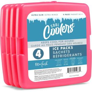 imageCool Coolers by Fit  Fresh Reusable ampamp LongLasting Slim Ice Packs Cold Packs for Lunch Boxes Ice Packs for Lunch Bags Blue 12 PackPink