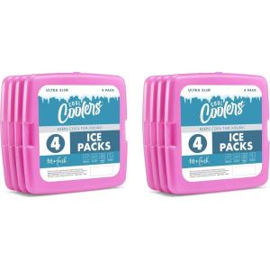 imageCool Coolers by Fit  Fresh Reusable ampamp LongLasting Slim Ice Packs Cold Packs for Lunch Boxes Ice Packs for Lunch Bags Blue 12 PackPurple 8 PK
