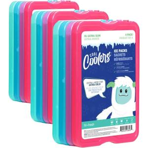 imageCool Coolers by Fit  Fresh Reusable ampamp LongLasting XL Slim Ice Packs Cold Packs for Lunch Boxes Ice Packs for Lunch Bags Cooler Accessories for Camping Beach Lunch and Work 8PK Clear BlueMulticolor 8 PK
