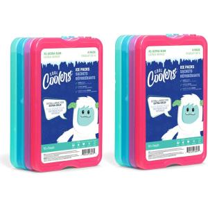 imageCool Coolers by Fit  Fresh Reusable ampamp LongLasting XL Slim Ice Packs Cold Packs for Lunch Boxes Ice Packs for Lunch Bags Cooler Accessories for Camping Beach Lunch and Work 8PK Clear BlueMulti 8 PK