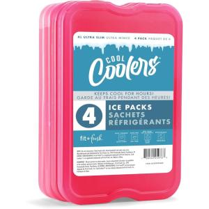 imageCool Coolers by Fit  Fresh Reusable ampamp LongLasting XL Slim Ice Packs Cold Packs for Lunch Boxes Ice Packs for Lunch Bags Cooler Accessories for Camping Beach Lunch and Work 8PK Clear BluePink 4 PK