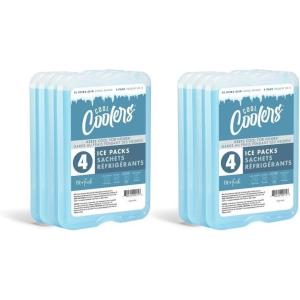 imageCool Coolers by Fit  Fresh Reusable ampamp LongLasting XL Slim Ice Packs Cold Packs for Lunch Boxes Ice Packs for Lunch Bags Cooler Accessories for Camping Beach Lunch and Work 8PK Clear BlueBlue 8 PK