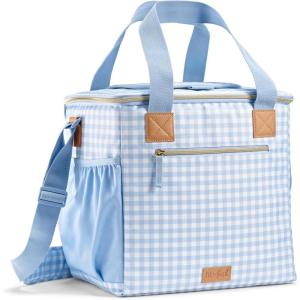 imageFit ampamp Fresh 24Can Soft Cooler Bag Insulated LeakResistant Portable Soft Cooler Large Cooler Soft Sided Cooler Bag Travel Cooler Al FrescoBlue Gingham