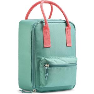 imageFit ampamp Fresh Connor Kids Tote Versatile Thermal Insulated Box for School and Camp Lunch Bag with Front Zip Pocket Boulder Gray StandardSeafoam Green