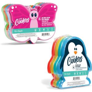 imageFit ampamp Fresh Cool Coolers Kids Lunch Box Ice Packs Slim Ice Packs for Lunch Bags Lunch Ice Packs ReusableMulticolored 8 Pack DinoPenguin Butterfly