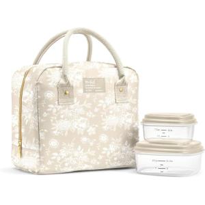 imageFit ampamp Fresh Lunch Bag For Women Insulated Womens Lunch Bag For Work Leakproof ampamp StainResistant Large Lunch Box For Women With 2 Large Containers Zipper Closure Bloomington Lunch Bag Plum StripeTan Toile