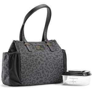 imageFit ampamp Fresh Lunch Bag For Women Insulated Womens Lunch Bag For Work Leakproof ampamp StainResistant Large Lunch Box For Women With Containers and Zipper Closure Copley Bag PlumBlack Cheetah