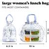 imageFit ampamp Fresh Cromwell Drawstring Lunch Bag for Women Complete Lunch Set with 2 Containers StainResistant LeakResistant Back to School Essential Teacher Lunchbox Black CheetahBlue Floral Toile