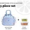 imageFit ampamp Fresh Cromwell Drawstring Lunch Bag for Women Complete Lunch Set with 2 Containers StainResistant LeakResistant Back to School Essential Teacher Lunchbox Black CheetahBubble Gum