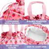 imageFit ampamp Fresh Cromwell Drawstring Lunch Bag for Women Complete Lunch Set with 2 Containers StainResistant LeakResistant Back to School Essential Teacher Lunchbox Black CheetahPink Strawberries