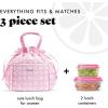 imageFit ampamp Fresh Cromwell Drawstring Lunch Bag for Women Complete Lunch Set with 2 Containers StainResistant LeakResistant Back to School Essential Teacher Lunchbox Black CheetahPink