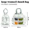 imageFit ampamp Fresh Cromwell Drawstring Lunch Bag for Women Complete Lunch Set with 2 Containers StainResistant LeakResistant Back to School Essential Teacher Lunchbox Black CheetahSage Floral Toile
