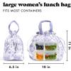 imageFit ampamp Fresh Cromwell Drawstring Lunch Bag for Women Complete Lunch Set with 2 Containers StainResistant LeakResistant Back to School Essential Teacher Lunchbox Black CheetahPurple Floral Toile