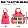 imageFit ampamp Fresh Cromwell Drawstring Lunch Bag for Women Complete Lunch Set with 2 Containers StainResistant LeakResistant Back to School Essential Teacher Lunchbox Black CheetahWatermelon Pink