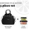 imageFit ampamp Fresh Cromwell Drawstring Lunch Bag for Women Complete Lunch Set with 2 Containers StainResistant LeakResistant Back to School Essential Teacher Lunchbox Black CheetahBlack