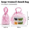 imageFit ampamp Fresh Cromwell Drawstring Lunch Bag for Women Complete Lunch Set with 2 Containers StainResistant LeakResistant Back to School Essential Teacher Lunchbox Black CheetahPink