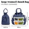 imageFit ampamp Fresh Cromwell Drawstring Lunch Bag for Women Complete Lunch Set with 2 Containers StainResistant LeakResistant Back to School Essential Teacher Lunchbox Black CheetahNavy