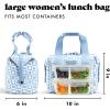 imageFit ampamp Fresh Neoprene Lunch Bag For Women Insulated Womens Lunch Bag For Work Tear ampamp Stain Resistant Large Lunch Box For Women With Containers and Ice Machine Washable Remi Lunch Bag Slate BlueBlue Daisy