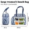 imageFit ampamp Fresh Lunch Bag For Women Insulated Womens Lunch Bag For Work Leakproof ampamp StainResistant Large Lunch Box For Women With Bottle Pocket Long Straps Zipper Closure Laketown Bag Black CheetahNavy Stripe