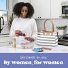 imageFit ampamp Fresh Lunch Bag For Women Insulated Womens Lunch Bag For Work Leakproof ampamp StainResistant Large Lunch Box For Women With Containers and Matching Tumbler Zipper Westerly Lunch Bag Grey StripGray Stripes