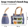 imageFit ampamp Fresh Lunch Bag For Women Insulated Womens Lunch Bag For Work Leakproof ampamp StainResistant Large Lunch Box For Women With Containers and Matching Tumbler Zipper Westerly Lunch Bag Grey StripNavy Dot
