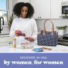 imageFit ampamp Fresh Lunch Bag For Women Insulated Womens Lunch Bag For Work Leakproof ampamp StainResistant Large Lunch Box For Women With Containers and Matching Tumbler Zipper Westerly Lunch Bag Grey StripNavy Dot