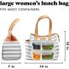 imageFit ampamp Fresh Lunch Bag For Women Insulated Womens Lunch Bag For Work Leakproof ampamp StainResistant Large Lunch Box For Women With Containers and Matching Tumbler Zipper Westerly Lunch Bag Grey StripGray Stripes