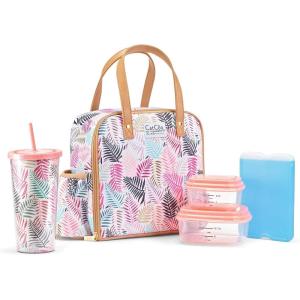 imageFit ampamp Fresh Lunch Bag For Women Insulated Womens Lunch Bag For Work Leakproof ampamp StainResistant Large Lunch Box For Women With Containers Tumbler and Ice Pack Zipper Closure Wichita Bag PalmColorful Palm