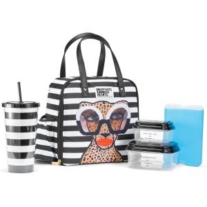 imageFit ampamp Fresh Lunch Bag For Women Insulated Womens Lunch Bag For Work Leakproof ampamp StainResistant Large Lunch Box For Women With Containers Tumbler and Ice Pack Zipper Closure Wichita Bag PalmBW Glam Cat