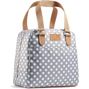 imageFit ampamp Fresh Lunch Bag For Women Insulated Womens Lunch Bag For Work Leakproof ampamp StainResistant Large Lunch Box For Women With Containers Zipper Closure Minneola Bag Brush StrokesGrey Dot
