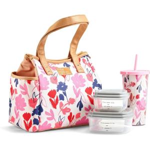 imageFit ampamp Fresh Lunch Bag For Women Insulated Womens Lunch Bag For Work Leakproof ampamp StainResistant Large Lunch Box For Women With Containers and Matching Tumbler Zipper Westerly Lunch Bag Grey StripBotanical Silo Pink
