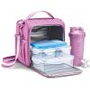 imageFit ampamp Fresh BREE Meal Prep Lunch Box With Containers Ice Pack and Shaker Bottle For Men and Women 6pc Meal Prep Kit Lunch Bag With Containers Included BlackMauve