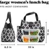imageFit ampamp Fresh Lunch Bag For Women Insulated Womens Lunch Bag For Work Leakproof ampamp StainResistant Large Lunch Box For Women With Matching Tumbler Snap Closure Westport Bag FloralBlack  White Ikat Tile