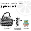 imageFit ampamp Fresh Lunch Bag For Women Insulated Womens Lunch Bag For Work Leakproof ampamp StainResistant Large Lunch Box For Women With Matching Tumbler Snap Closure Westport Bag FloralBlack  White Ikat Tile