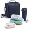 imageFit ampamp Fresh BREE Meal Prep Lunch Box With Containers Ice Pack and Shaker Bottle For Men and Women 6pc Meal Prep Kit Lunch Bag With Containers Included BlackNavy
