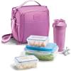 imageFit ampamp Fresh BREE Meal Prep Lunch Box With Containers Ice Pack and Shaker Bottle For Men and Women 6pc Meal Prep Kit Lunch Bag With Containers Included BlackMauve