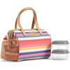 imageFit ampamp Fresh Cloverdale Adult Insulated Lunch Bag with Side Pouch ampamp Carry Handles Complete Lunch Kit Includes 2 Containers SnakeskinColorful Stripe