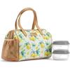 imageFit ampamp Fresh Cloverdale Adult Insulated Lunch Bag with Side Pouch ampamp Carry Handles Complete Lunch Kit Includes 2 Containers SnakeskinLemon Spring