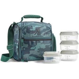 imageFit ampamp Fresh BREE Meal Prep Lunch Box With Containers Ice Pack and Shaker Bottle For Men and Women 6pc Meal Prep Kit Lunch Bag With Containers Included BlackCamo Pine