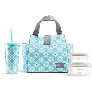 imageFit ampamp Fresh Lunch Bag For Women Insulated Womens Lunch Bag For Work Leakproof ampamp StainResistant Large Lunch Box For Women With Matching Tumbler Snap Closure Westport Bag FloralAqua Dogwood