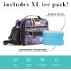 imageFit ampamp Fresh Josie Adult Insulated Lunch Bag with Side Pouch ampamp Carry Strap Complete Lunch Kit Includes Reusable XL Ice Pack Plum CamoBlue Watercolor