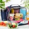 imageFit ampamp Fresh Josie Adult Insulated Lunch Bag with Side Pouch ampamp Carry Strap Complete Lunch Kit Includes Reusable XL Ice Pack Plum CamoPlum Camo