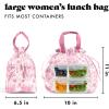 imageFit ampamp Fresh Cromwell Drawstring Lunch Bag for Women Complete Lunch Set with 2 Containers StainResistant LeakResistant Back to School Essential Teacher Lunchbox LemonsPink Floral Toile
