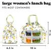 imageFit ampamp Fresh Cromwell Drawstring Lunch Bag for Women Complete Lunch Set with 2 Containers StainResistant LeakResistant Back to School Essential Teacher Lunchbox LemonsYellow Lemons