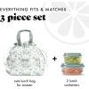 imageFit ampamp Fresh Cromwell Drawstring Lunch Bag for Women Complete Lunch Set with 2 Containers StainResistant LeakResistant Back to School Essential Teacher Lunchbox LemonsSage Floral Toile