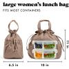 imageFit ampamp Fresh Cromwell Drawstring Lunch Bag for Women Complete Lunch Set with 2 Containers StainResistant LeakResistant Back to School Essential Teacher Lunchbox LemonsTaupe