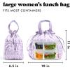 imageFit ampamp Fresh Cromwell Drawstring Lunch Bag for Women Complete Lunch Set with 2 Containers StainResistant LeakResistant Back to School Essential Teacher Lunchbox LemonsLavender Smiles