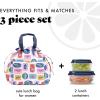 imageFit ampamp Fresh Cromwell Drawstring Lunch Bag for Women Complete Lunch Set with 2 Containers StainResistant LeakResistant Back to School Essential Teacher Lunchbox LemonsAssorted Sardine Cans