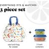 imageFit ampamp Fresh Cromwell Drawstring Lunch Bag for Women Complete Lunch Set with 2 Containers StainResistant LeakResistant Back to School Essential Teacher Lunchbox LemonsMulticolored  Al Fresco